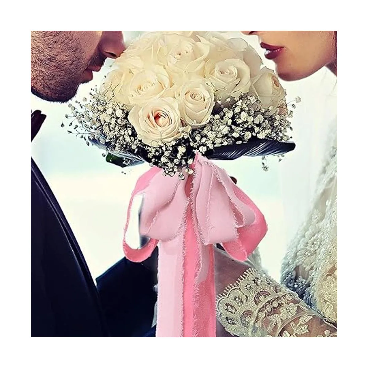 4 rollos de cinta de seda de gasa hecha a mano con flecos_6