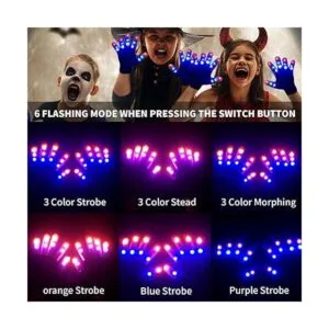 ONEREED 4 Pairs LED Gloves Light up Gloves for Kids Boys_2