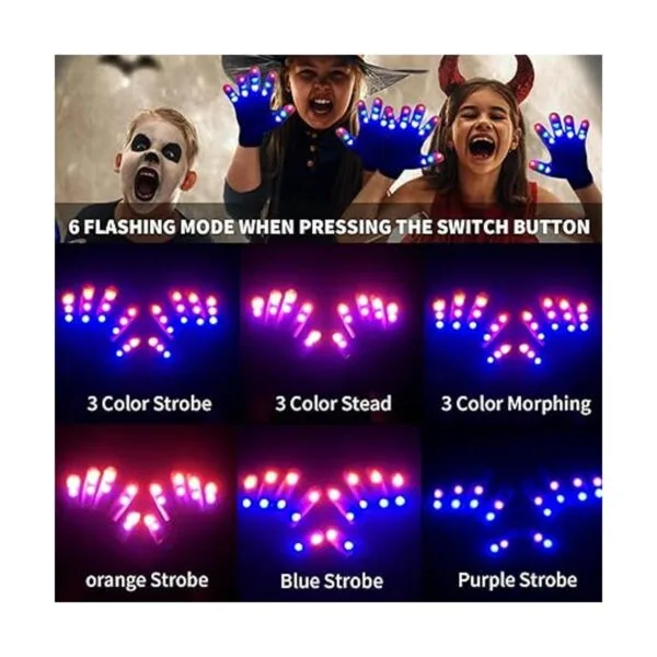 ONEREED 4 Pairs LED Gloves Light up Gloves for Kids Boys_2