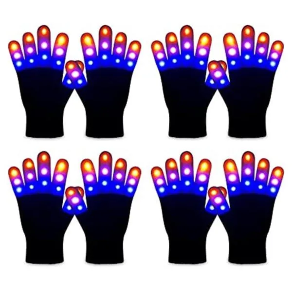ONEREED 4 Pairs LED Gloves Light up Gloves for Kids Boys_1