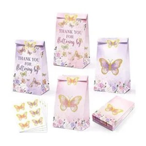 24 bolsas de caramelo de mariposa bolsas de regalo rosa y_1