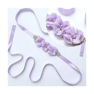 30 apliques de tela de costura de flores de gasa moradas_6