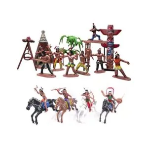 Juego de 21 figuras indias de plástico figuras de nativos_1