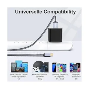 Meokse Cable micro USB cable de carga extra largo para_5