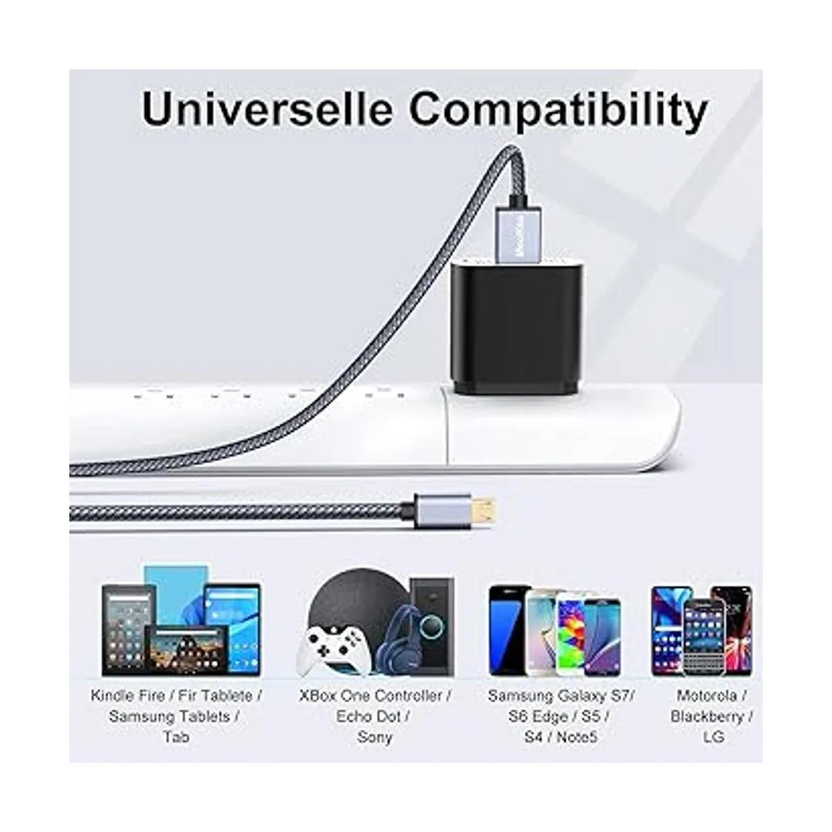 Meokse Cable micro USB cable de carga extra largo para_5