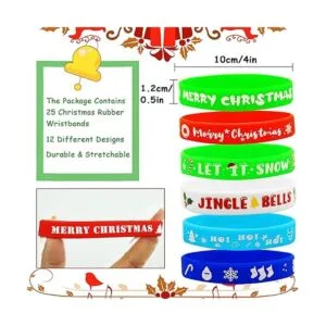 Paquete de 50 pulseras de silicona de Navidad surtidas_5