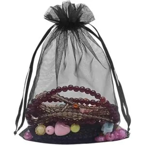 HRX Paquete de bolsas de regalo de organza color negro_4