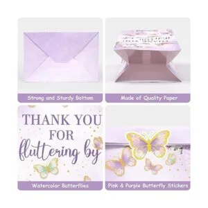 24 bolsas de caramelo de mariposa bolsas de regalo rosa y_5