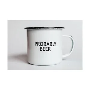 PROBABLY BEER Taza de café esmaltada Divertido regalo_2