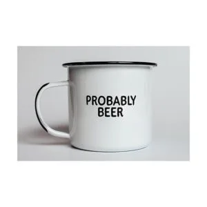 PROBABLY BEER Taza de café esmaltada Divertido regalo_3