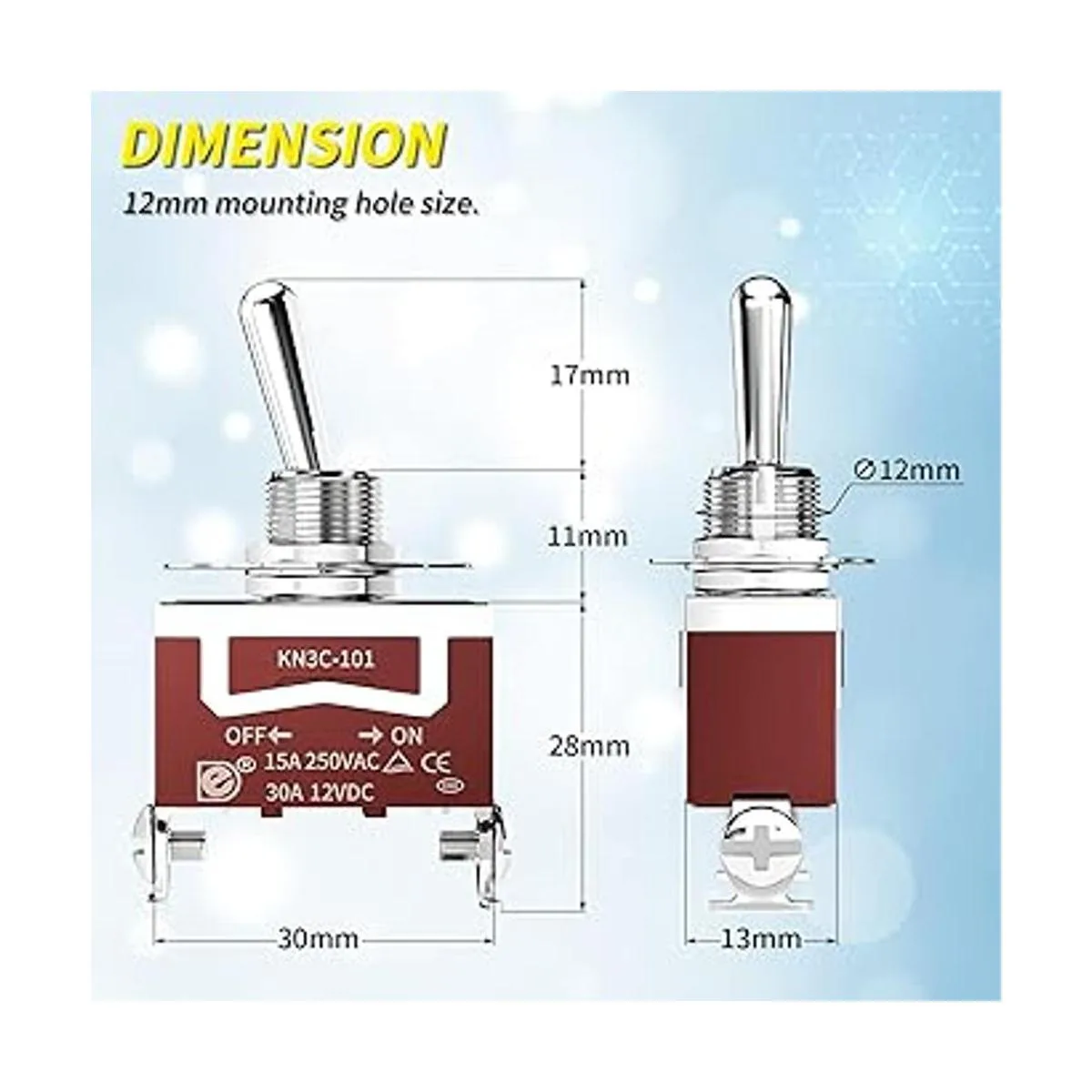 Joinfworld Interruptor de palanca marino de 12 V CC 30 A_2