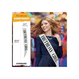 CORRURE Banda de cumpleaños con purpurina negra para_4