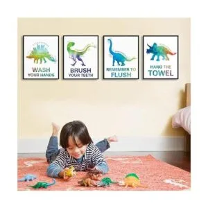 Juego de 4 impresiones artísticas de dinosaurios para_5