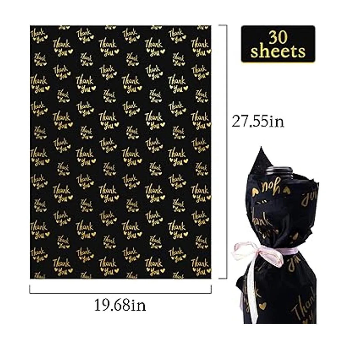 MR FIVE 30 hojas de papel de seda dorado de gran tamaño_3