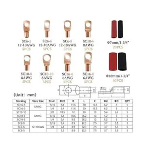 80 lengetas de alambre de cobre conectores de terminal_7