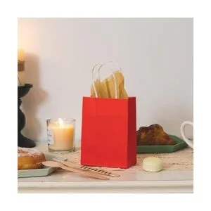 Pequeña bolsa de papel roja con asa para recuerdos de_2