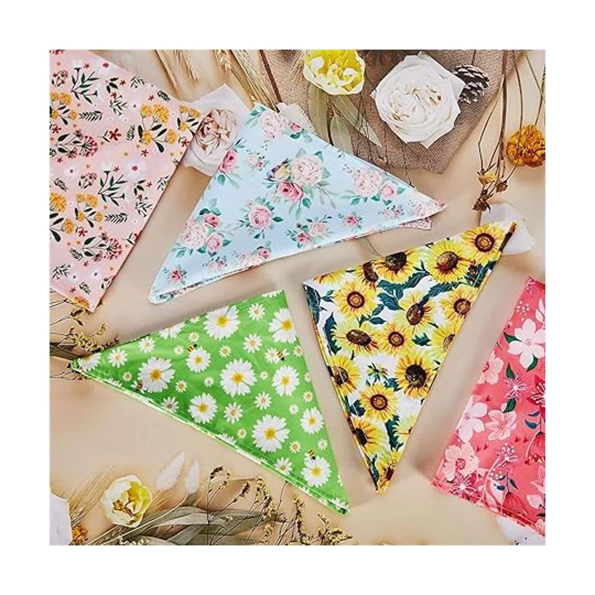 Bandana floral para perro 8 piezas diseño de flores_3