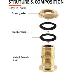 Rierdge 2 piezas de latón para mamparo conector hembra de_3