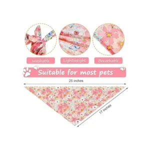 Bandana floral para perro 8 piezas diseño de flores_2