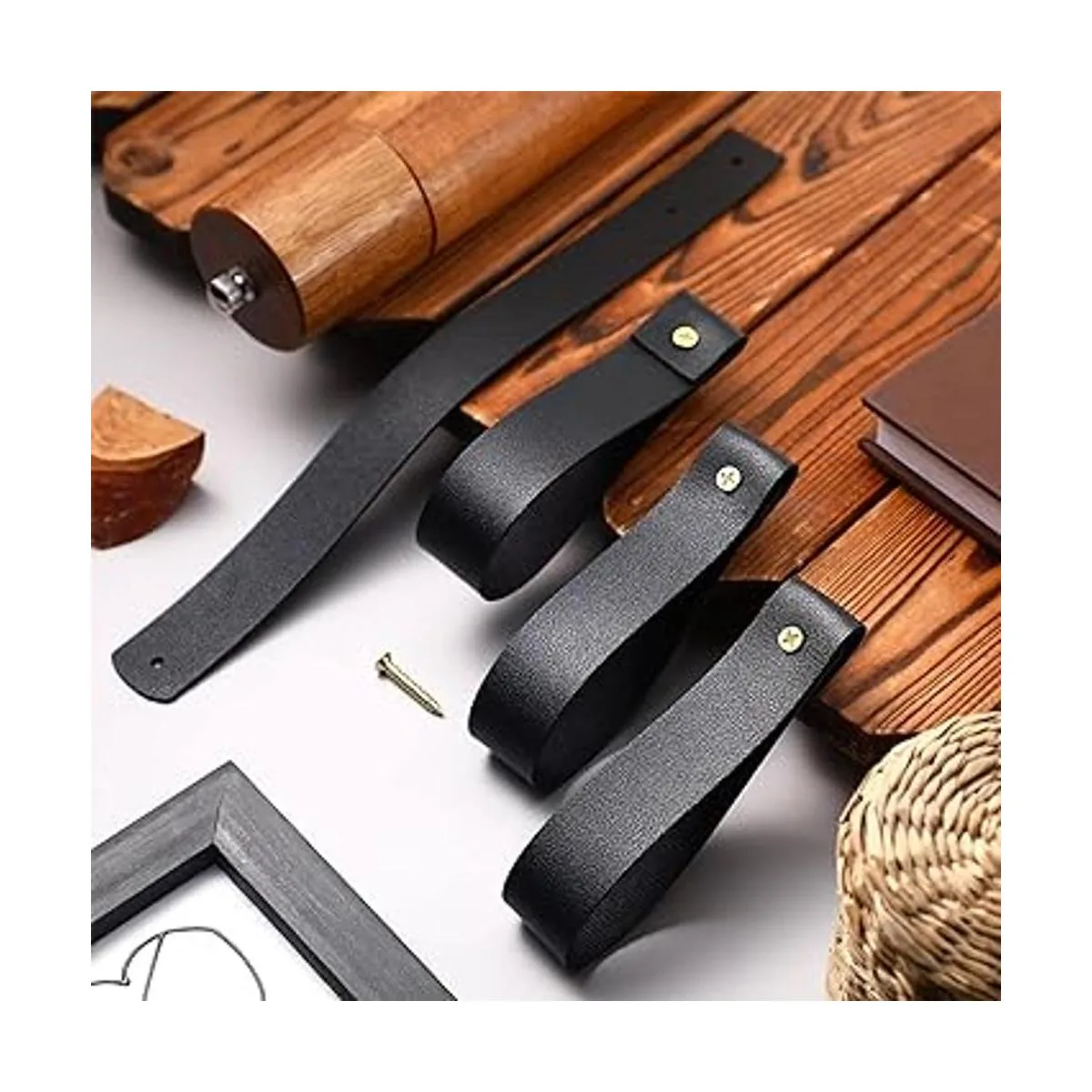 8 ganchos de pared de cuero artificial 1 x 4.7 pulgadas_3