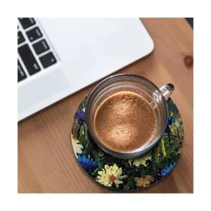 Pznen Posavasos redondo con diseño de flores de margaritas_4