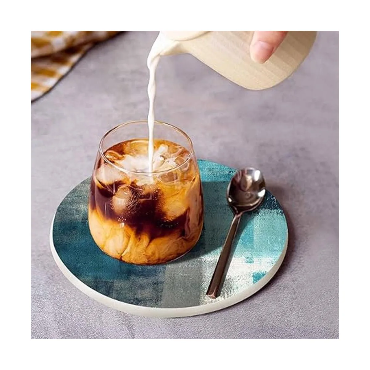 Pznen Posavasos con pincel de arte abstracto turquesa y_3