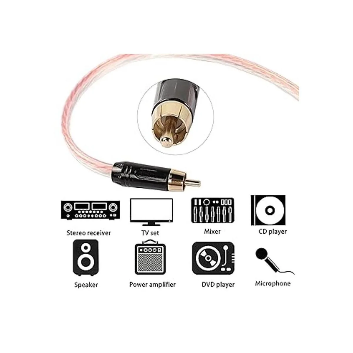 Cable de altavoz RCA cable desnudo de altavoz a conector_4