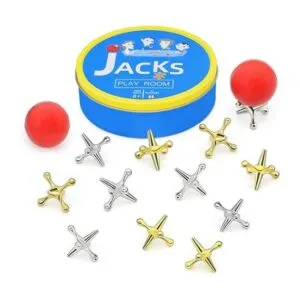 Juego de Jacks de metal con bola para niños juego clásico_6