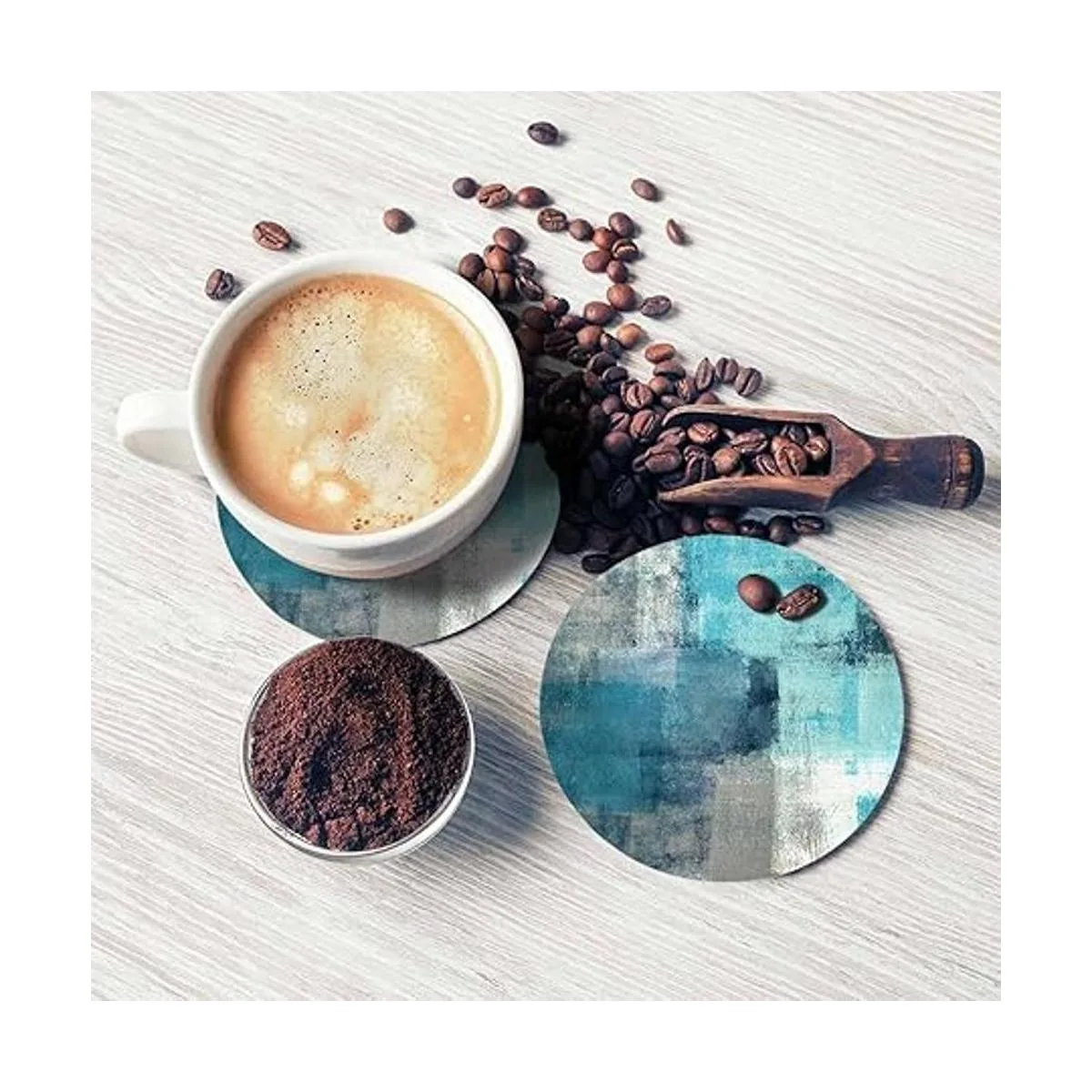 Pznen Posavasos con pincel de arte abstracto turquesa y_5