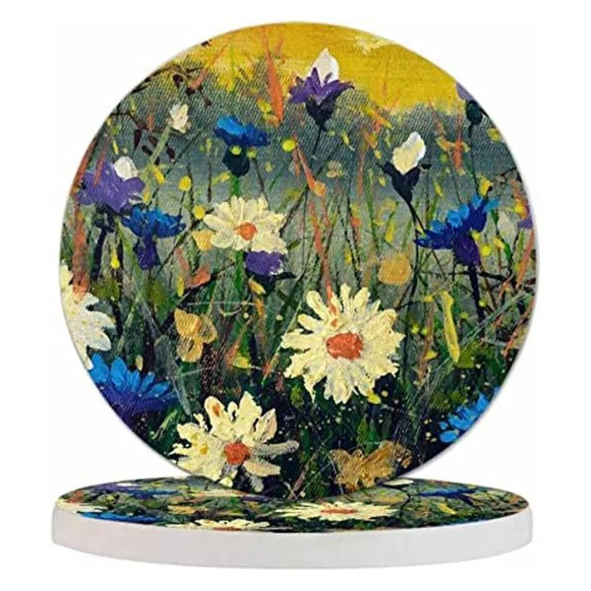 Pznen Posavasos redondo con diseño de flores de margaritas_1