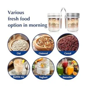 Frascos de avena con cuchara y tapa 10 onzas paquete de_6