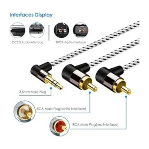 Cable RCA de 0.138 in a 3 pies cable RCA de ángulo de_3
