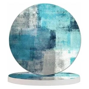 Pznen Posavasos con pincel de arte abstracto turquesa y_1