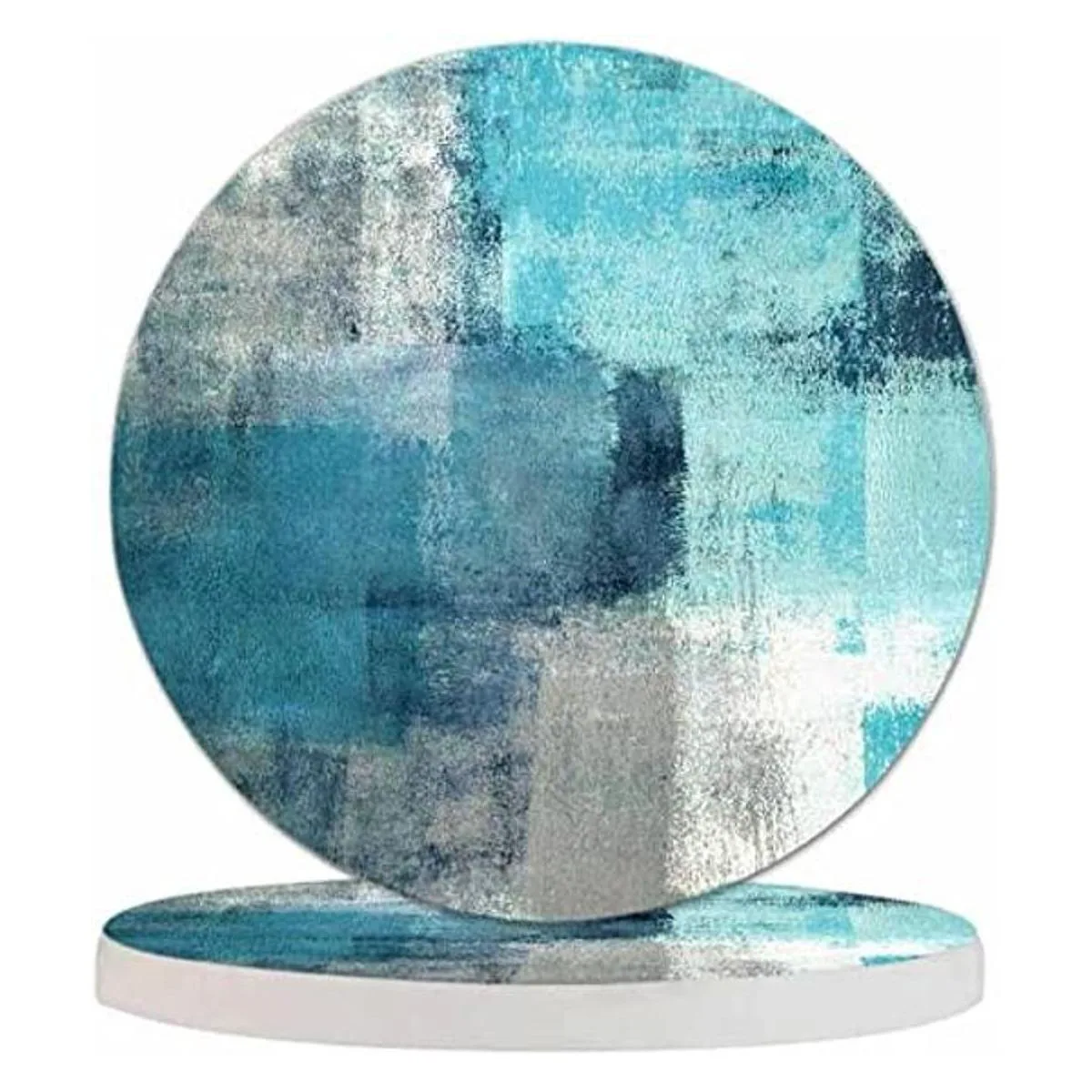 Pznen Posavasos con pincel de arte abstracto turquesa y_1