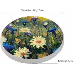 Pznen Posavasos redondo con diseño de flores de margaritas_2