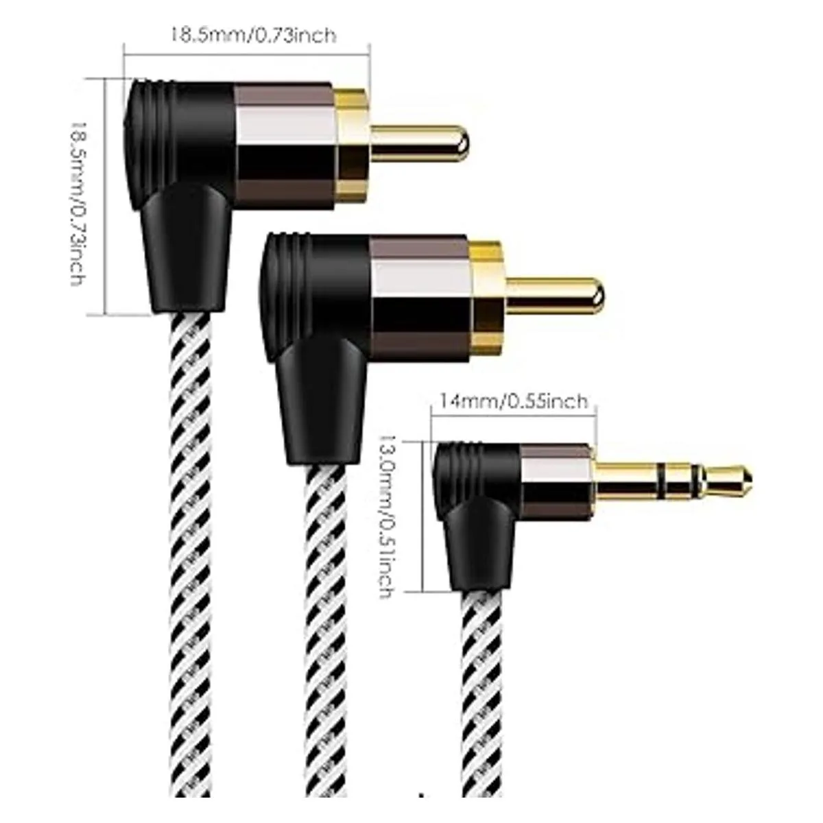 Cable RCA de 0.138 in a 3 pies cable RCA de ángulo de_6