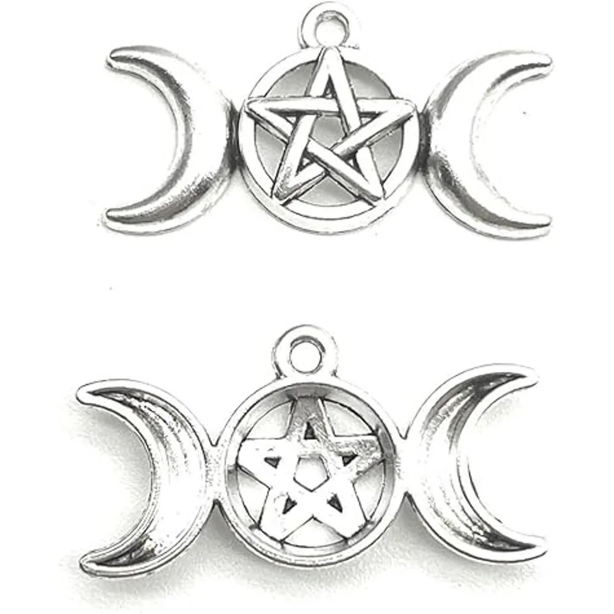 20 colgantes de plata envejecida con pentagrama de luna_2