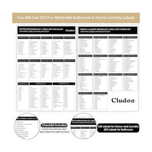 Cludoo 372 etiquetas de lavandería para el baño y el hogar_2