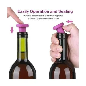 8 tapones de silicona para botellas de vino coloridos y_3