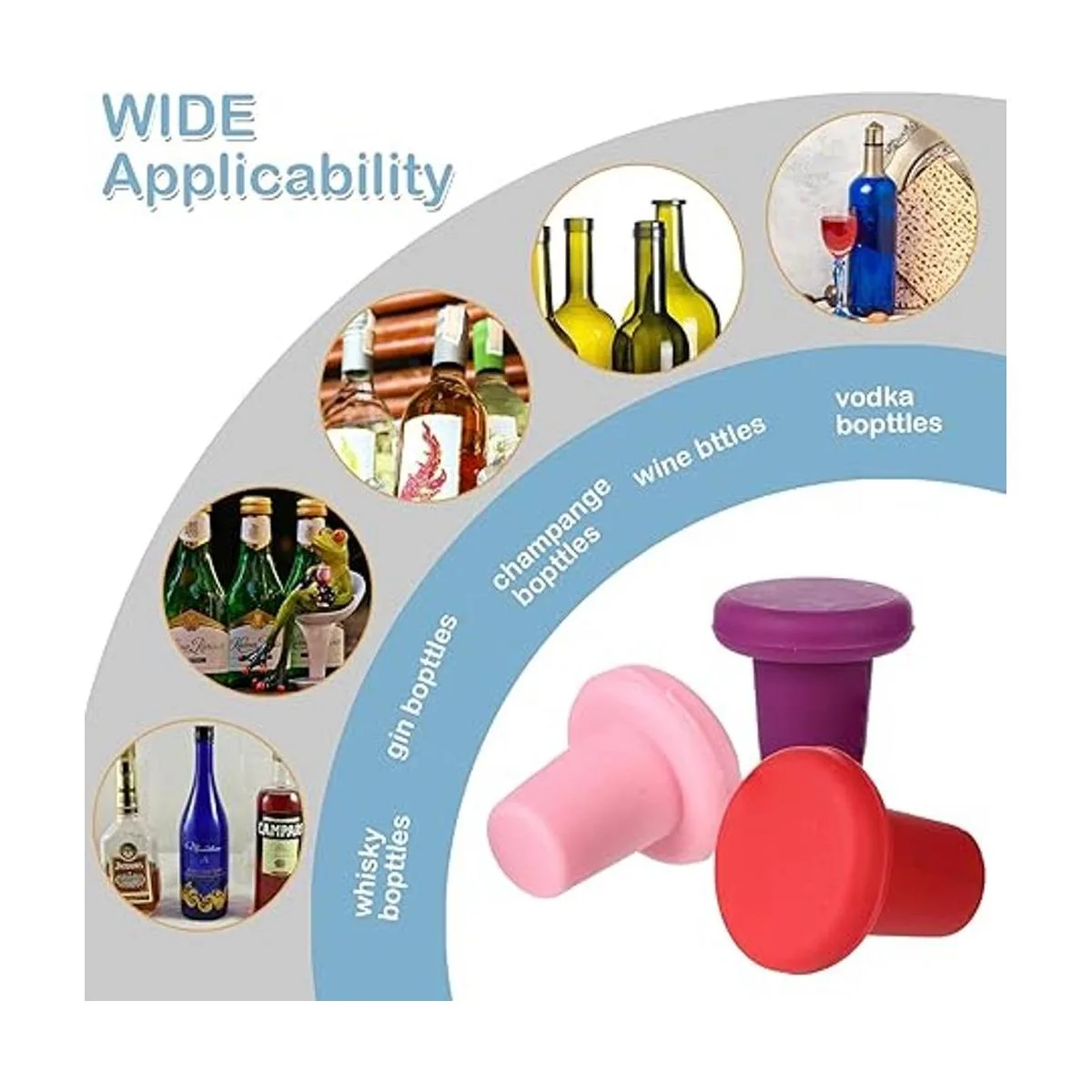 8 tapones de silicona para botellas de vino coloridos y_4