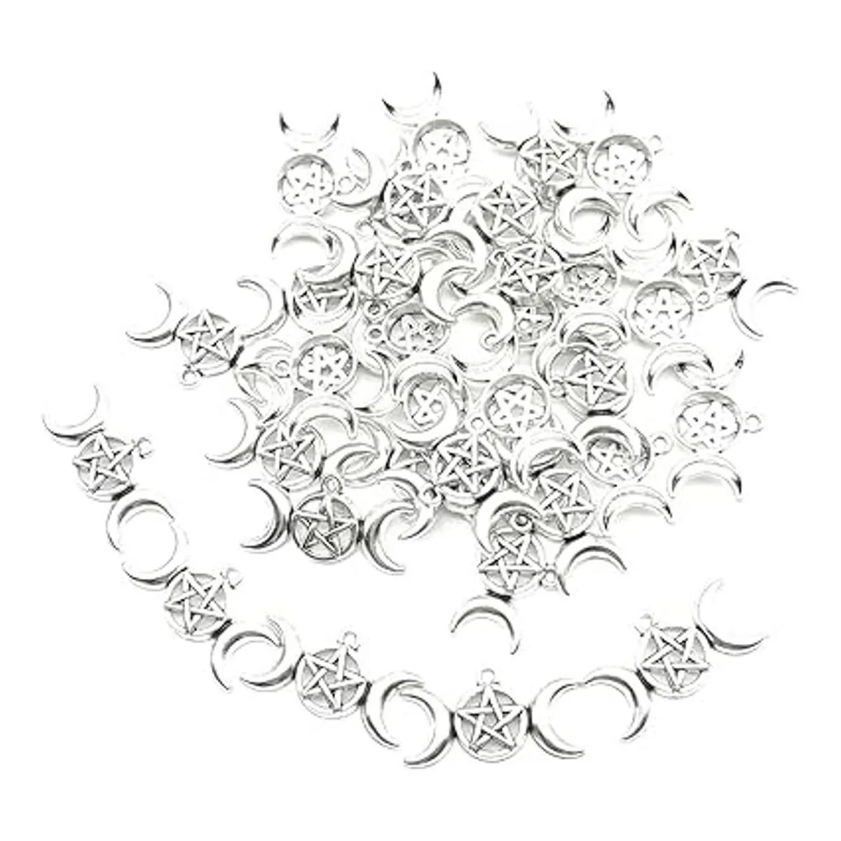 20 colgantes de plata envejecida con pentagrama de luna_5