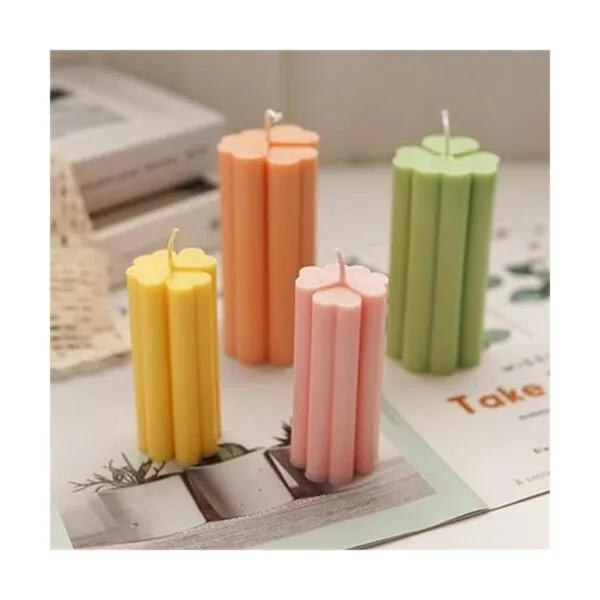Molde de silicona para velas con cilindro de trébol de_6