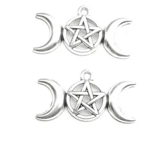 20 colgantes de plata envejecida con pentagrama de luna_3