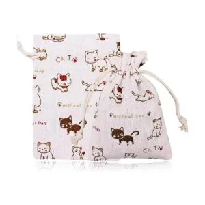 amariver 24 pcs Cute Cat Burlap Bolsa doble bolsa de ropa_5