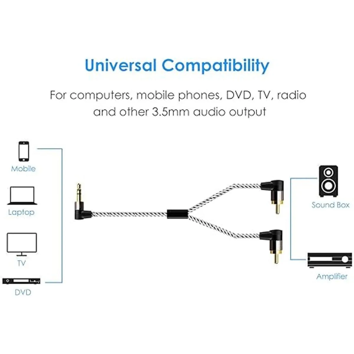 Cable RCA de 0.138 in a 3 pies cable RCA de ángulo de_5