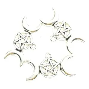 20 colgantes de plata envejecida con pentagrama de luna_4