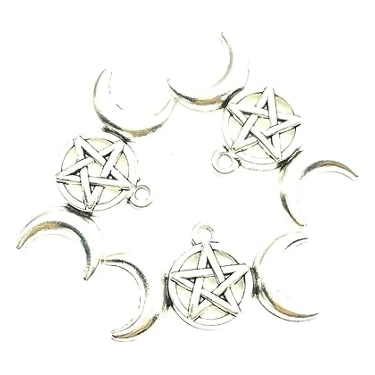 20 colgantes de plata envejecida con pentagrama de luna_4
