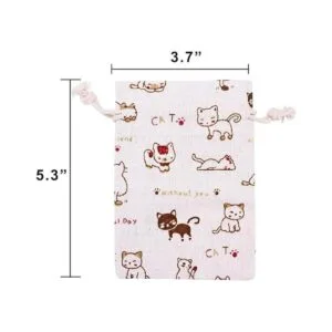 amariver 24 pcs Cute Cat Burlap Bolsa doble bolsa de ropa_4