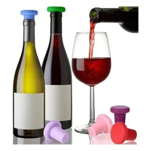 8 tapones de silicona para botellas de vino coloridos y_6
