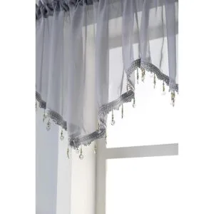 Cortinas de cenefa transparentes con cuentas para sala de_6